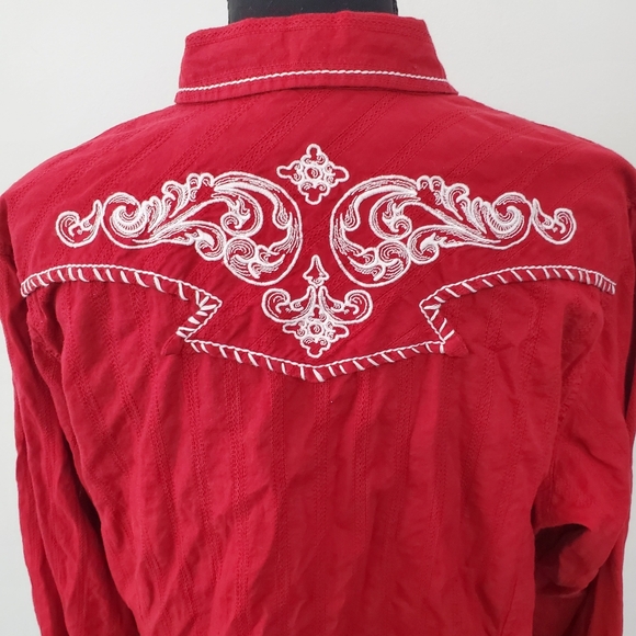 Ariat Diana Top Women XXLarge Red Pearl Snap Button Embroidered Western Cowgirl - Picture 6 of 13